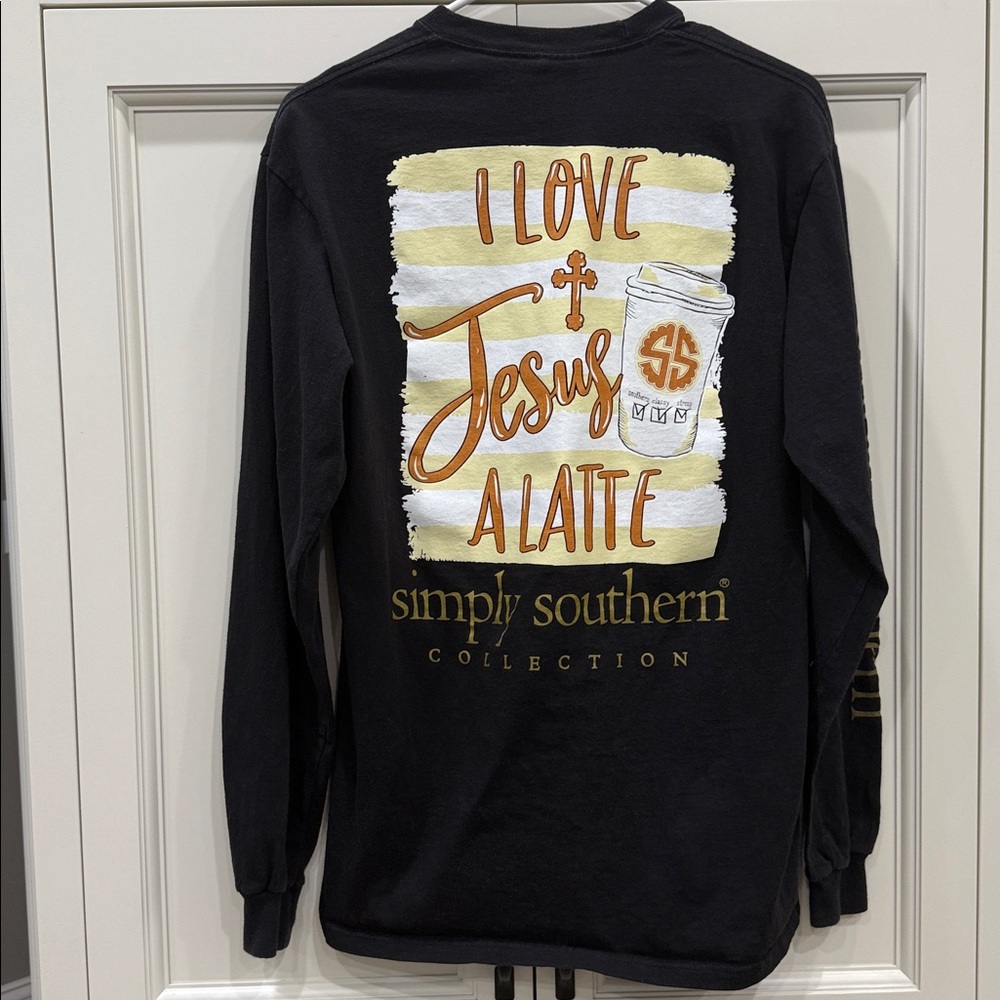 Simply Southern Black and Gold Long Sleeve T-Shirt Medium